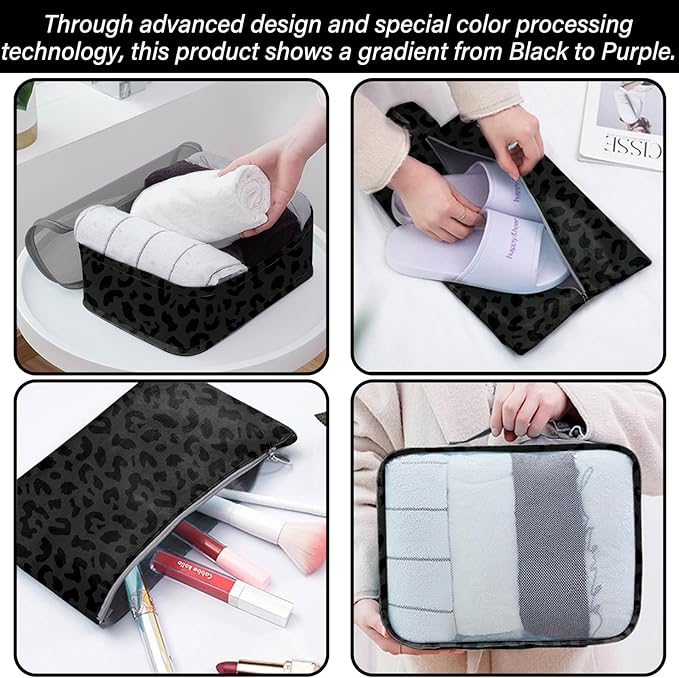 7 Set Packing Cubes Travel Luggage Organizers for Suitcase Travel Accessories with Shoe Bag for Women Girls Aesthetic Cute-Bl