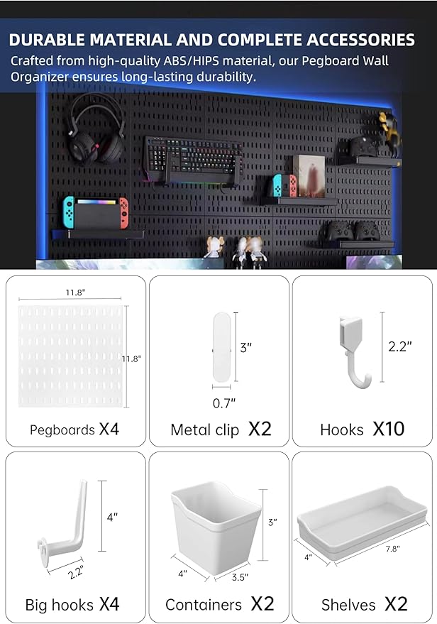 Revamp Your Space With A Versatile Pegboard Kit - Effortlessly Organize Home, Office, And Gaming Setup With Customizable Hang
