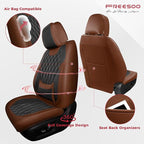 FREESOO Black Brown Car Seat Covers Full Set - Faux Nappa Leather Seat Covers for Cars, Breathable Waterproof Front Seats Pro