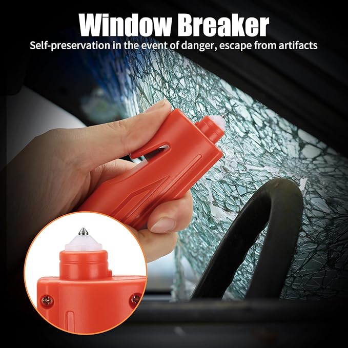 KnLnny Ware Automotive Escape Tool, Window Breaker,Seatbelt Cutter, Car Flashlight, 5 in1 Auto Tactical Gear, USB Charging, M