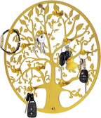 Round Decorative Home Key Holder Wall Mount, Metal Tree Car Key Rack for Wall Organizer for Keys, Wallets, Hats, Used for Dec
