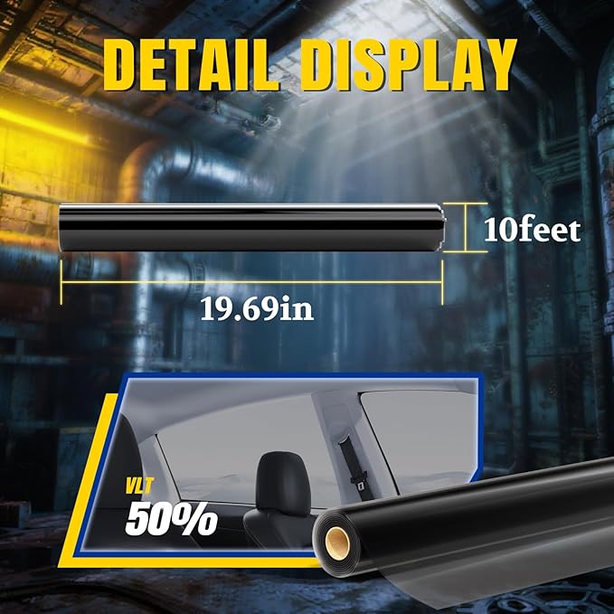 ARANA 50% VLT 20" × 10FT Ceramic Car Window Tint Film, Heat Resistant & 99% UV Blocking Privacy Protection
