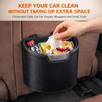 Car Trash Can Leakproof Garbage Can for Car Hanging Back Seat PU Leather Vehicle Trash Bin Removable Liner for Travel Road Trip