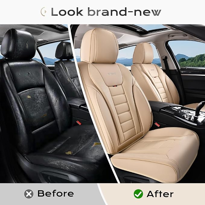 Coverado Car Seat Covers, Front Covers for Cars, Car Seat Cover Front Seats, Automotive Seat Cover, Waterproof, Leather Car S
