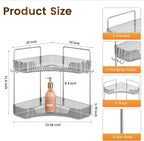 Corner Counter Organizer, 2-Tier Bathroom & Kitchen Storage Tray with Hooks | Clear Vanity Organizer for Skincare, Makeup & J