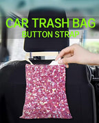Car Trash Can, Durable Hanging Car Trash Garbage Bag, Cute Automotive Garbage Cans Organizer, Cute Pink Glitter Pattern