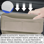 msyuusr Car Seat Gap Filler Organizer, Front Seat Leather Storage Box, Car Organizers and Storage, Car Accessories for Women Men, Car Seat Gap for storage Phones, Glasses, Keys, Cards (Beige)