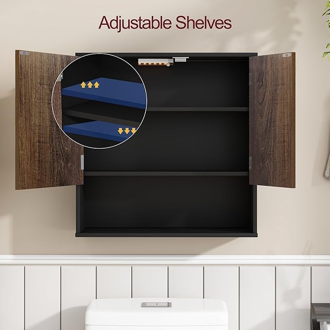 Bathroom Wall Cabinet With Mirror,wall mounted bathroom cabinet,Medicine Cabinet with 2 Door ,Side Hook,Light and Adjustable 