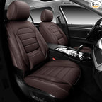 Brown Car Seat Covers Full Set, Universal Faux Leather Seat Covers for Cars 5 Seats, Waterproof Leather Car Seat Covers, Comf