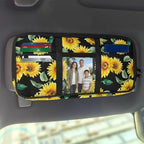 Tactical Sun Visor Organizer for Car and Truck,Sunflower Card Sleeve Pocket with Multi-Pocket Zipper Adjustable Straps Patrol Car Storage