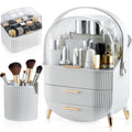 CANITORON Makeup Organizer,Skincare Organizer with 2 Drawers and Brush Storage Box,Lipstick Holder,Cosmetic Display Case for 