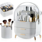 CANITORON Makeup Organizer,Skincare Organizer with 2 Drawers and Brush Storage Box,Lipstick Holder,Cosmetic Display Case for 