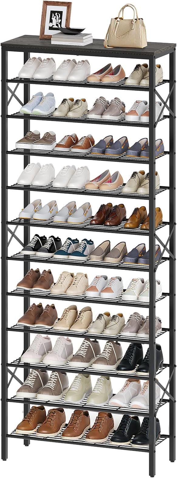 YATINEY 12 Tier Shoe Rack, Large Capacity Shoe Storage Organizer Holds 48 Pairs, Sturdy and Stable, for Entryway, Hallway, Cl