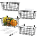 MaraFansie Hanging Wire Baskets Kitchen Storage Basket Adhesive and Screws Basket Over the Cabinet Door Organizer with Adhesi