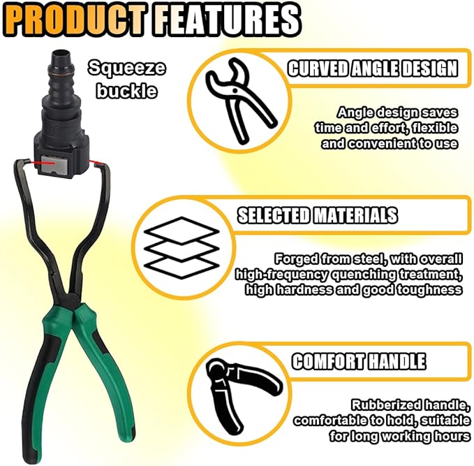 smilfuy Fuel Line Plier, Quick Disconnect Release Removal Tool, Petrol Hose Pipe Clamp Clip with Handle, Universal Fuel Line 