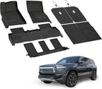 LASFIT Floor Mats&Trunk Mat&Backrest Mat for Rivian R1S 2024 2023 2022, TPE All Weather Floor Mats Custom Fit Floor Liner&Cargo Mat for R1S 2022-2024 Full Set Car Mats and Cargo Liner
