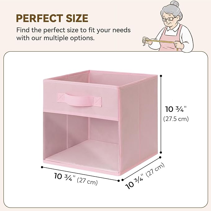 GRANNY SAYS Cube Storage Bins with Clear Window, 11 Inch Storage Cube Organizer, Collapsible Fabric Storage Cubes, Decorative