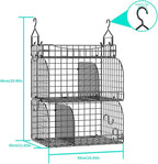 HapiRm Hanging Closet Organizer Storage - 3 Tier Metal Stackable Hanging Closet Shelves with Dividers and S Hooks, Foldable C
