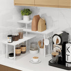 Homode Kitchen Countertop Organizer Corner Shelf, Bathroom Counter Organizers and Storage, 3 Tier Wood Shelf Organizer Space 