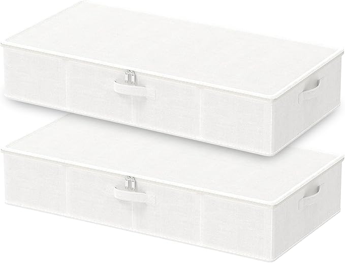 Under Bed Storage Containers, Foldable Closet Organizers with Handles, Underbed Cube Organizer Basket with Zippered, 2 Pack, 