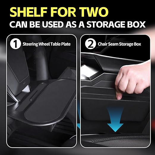 ZDHQLHJ Steering Wheel Table Tray for Tesla Cybertruck, Multifunction Lunch Desk with Phone Mount and Storage Box, Car Steering Wheel Food Tray for Laptop, Car Table for Eating Work