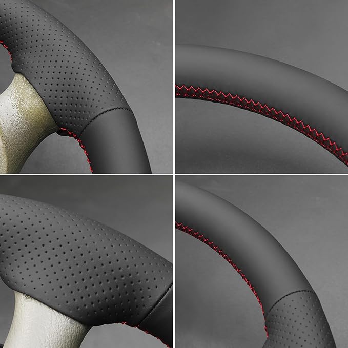 MEWANT Hand Stitch Leather Steering Wheel Cover Wrap for Ford Mustang 1994-2004 Steering Wheel Accessories for Ford