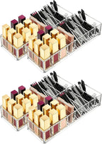Foraineam 4 Pack Acrylic Compact Organizer Cosmetics Beauty Care Powder Holder Blushes Highlighters Eyeshadow Makeup Organize