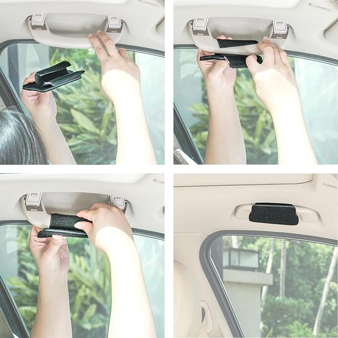 TFY Side Window Sun Visor for Car Roof Handles - Sun Glare and Heat Blocker for Driver or Passenger, Reduces Side Window Glare, Easy Installation and Storage (Black)