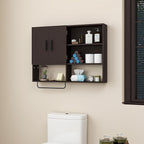 Medicine Cabinet, Wooden Bathroom Wall Cabinet with 2 Doors, Adjustable Shelves & Towel Bar, Over Toilet Storage Cabinet Wall