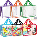 6 Packs Toy Storage Bags with Labels, 11.8x8.7x3.9In Large PVC Reusable Clear Board Game Storage with Zipper, Travel Waterpro
