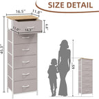 Somdot Tall Dresser for Bedroom with 6 Drawers, Storage Organizer Chest of Drawers with Removable Fabric Bins for Closet Beds