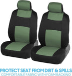 BDK PolyPro Car Seat Covers Full Set in Green on Black, Front and Rear Split Bench Seat Covers for Cars, Easy to Install Car 