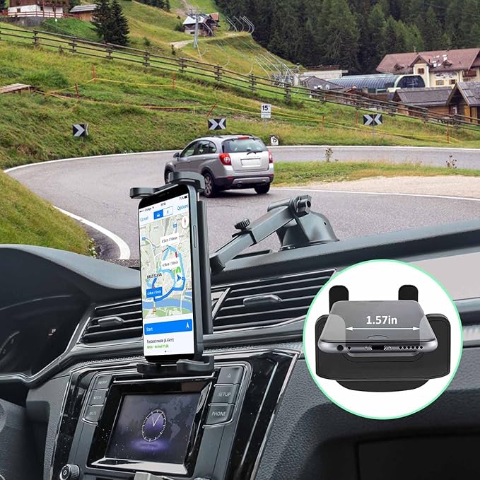 Car Dashboard Tablet Mount for 4-13" iPad Phone, Cuxwill Dash Windshield Tablet Telescopic Holder with Strong Suction Cup for iPad Pro 12.9 10.5 9.7, iPad Air Mini, Samsung Tab, Kindle Fire HD, iPhone
