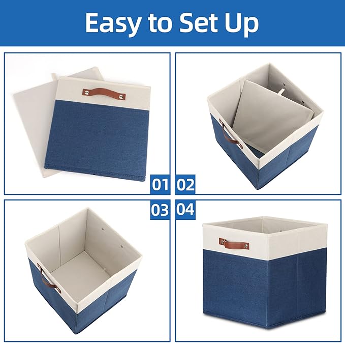 Temary Fabric Storage Bins for Cube Organizer 4 Pack Cube Storage Bins 13 Storage Cubes for Shelves Storage Baskets for Organ