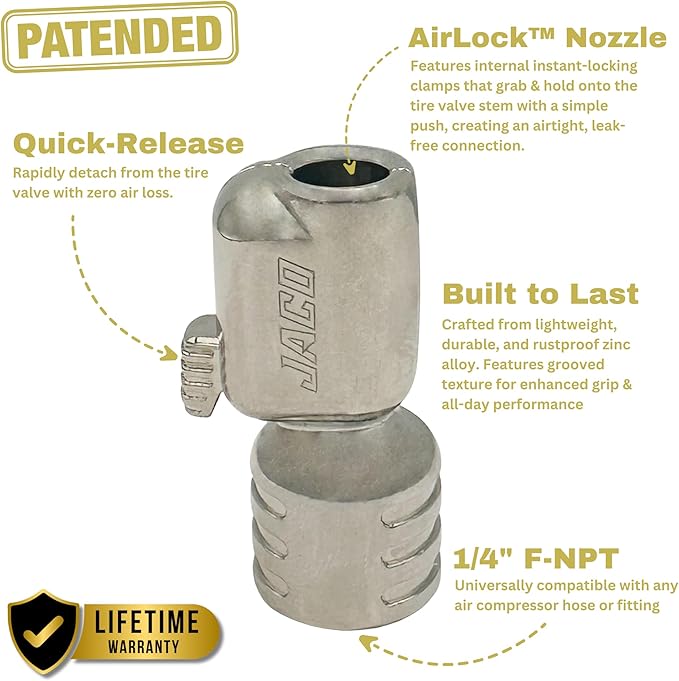 JACO Lightning S-Series Tire Air Chuck - 1/4" F-NPT (Open Flow) (2-Pack)