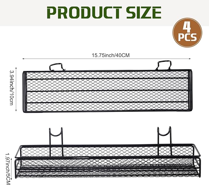 4 Pcs Metal Wire Mesh Basket for Gridwall Black Hanging Wire Mesh Basket with Hook Wall Mounted Organizer for Home Wall Displ