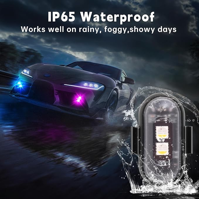 8PCS Wireless LED Strobe Lights with Remote Control,8 Colors Waterproof Anti-Collision USB Charing Led Warning Light, High Brightness Wireless LED Lights for Car Drone Truck Motorcycle Aircraft Bike
