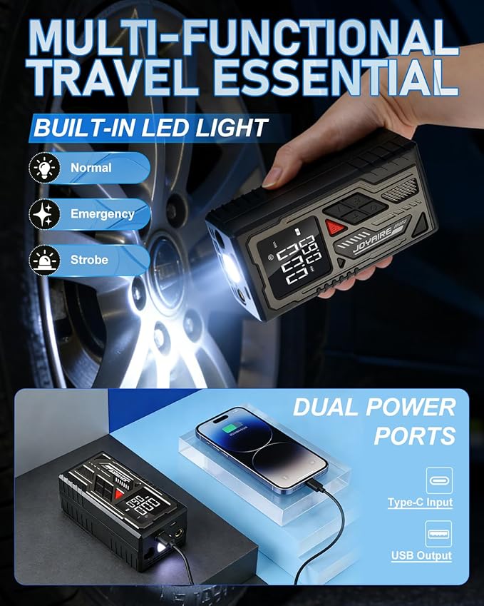 Air Pump for Inflatables & Tires, Portable Tire Inflator with 4000mAh Battery, 150PSI Cordless Air Compressor with Digital Gauge & Auto Shut-Off for Car, Bike, Air Mattress, Balls