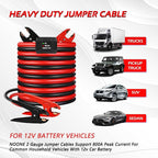 NOONE 2 Gauge 20FT Heavy Duty Jumper Cables for Car Battery, 800A Automotive Booster Cables with Reverse Polarity Protection for SUVs & Trucks, Includes Bag, Gloves