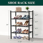 Smiry Bamboo Shoe Rack for Closet, 4 Tier Small Wooden Stackable Shoe Organizer, Free Standing Shoes Storage Shelf for Entryw