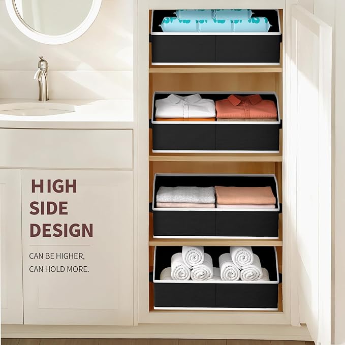 Homsorout Storage Bins for Shelves - Large Trapezoid Closet Shelf Organizer, Fabric Organization Bins with Handles, Storage B
