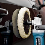 Wool Polishing Pads, SPTA 6"(150mm) 100% Natural Wool Buffing Pad with Hook & Loop Backing 4pcs Set Come with 5/8-11 Thread Backing Plate for Car Polishing, Buffing and Cutting