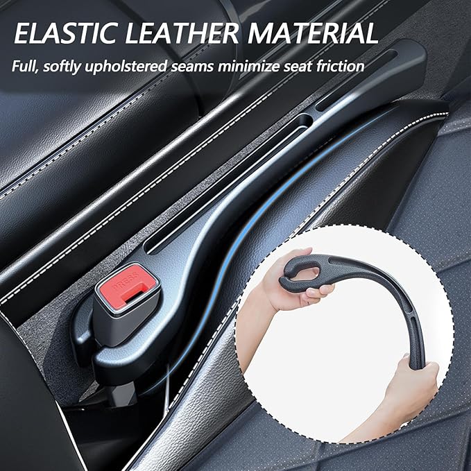 LEIWOOR 2 Pcs Car Seat Gap Filler，PU Leather Fill The Gap Between Seat and Center Console，Universal Fit Organizer for Car SUV Truck