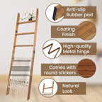 Blanket Ladder, 6-Tier Wooden Quilt Stand, Decorative Ladder Shelf, Leaning Shelf, Wall Leaning Blanket Ladder Towel Storage 