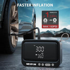NEXPOW Tire Inflator Portable Air Compressor, 150 PSI Air Pump for Car Tires with Digital Pressure Gauge & Auto Shut-Off, Air Compressor Portable for Car, Motorcycle, Bicycle, Balls, Gray
