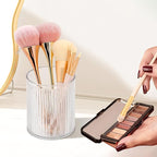 DASITON Makeup Brush Holder Organizer, Acrylic Makeup Brush Cup, Vintage Striped Make Up Brush Holder for Vanity, Bathroom Co