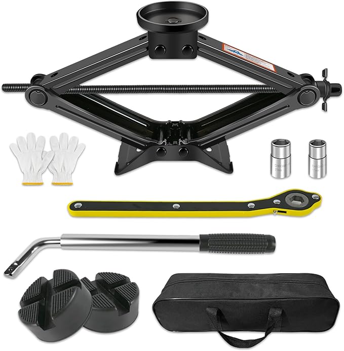 Car Jack Kit 2.5 Ton (5512 lbs) with Rubber Jack Pad,Emergency Kit Tire Changing Kit for Car SUV MPV