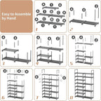 ROJASOP Shoe Rack, Shoe Storage Organizer for Closet Entryway Garage Bedroom, 8 Tier Tall Metal Shoe Shelf for 26-32 Pairs Bo