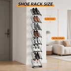 SMILHELTD Vertical Shoe Rack 8 Tiers Narrow Clear Sneaker Storage Holder Luxurious Slim Tall Organizer Space Saving Shelf for