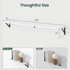 Floating Shelves, 8 Inch Deep Rustic Wood Wall Storage, 48W x 8D Wall Shelves Set of 2, Heavy Duty Metal Brackets, Industrial